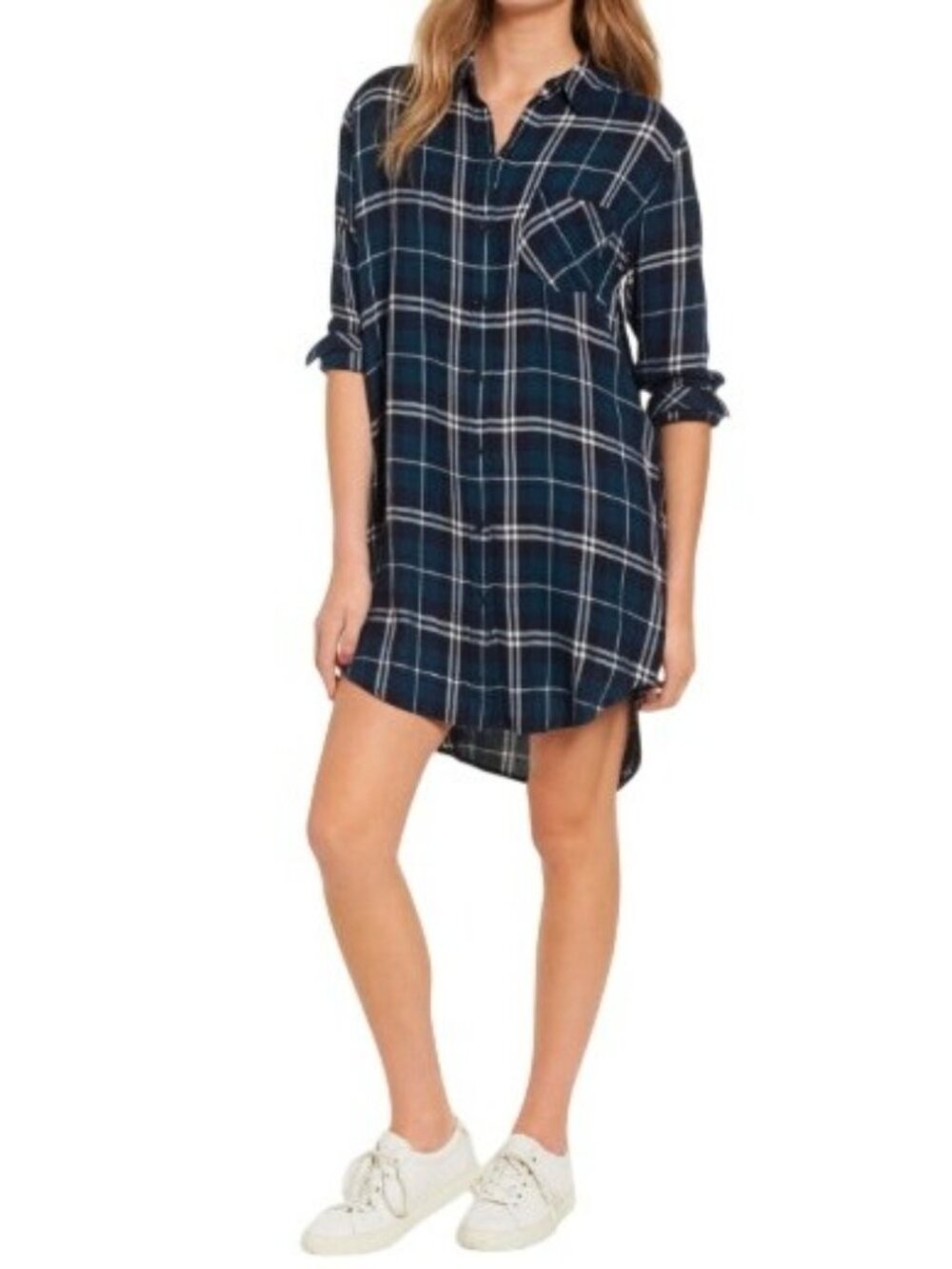 Rails Bianca Shirt Dress Women's XS Multicolor Plaid Button Front 100% Rayon